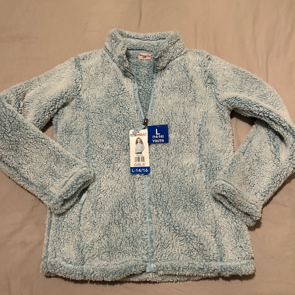 32 Degrees Girls Light Blue Plush Puffer Jacket